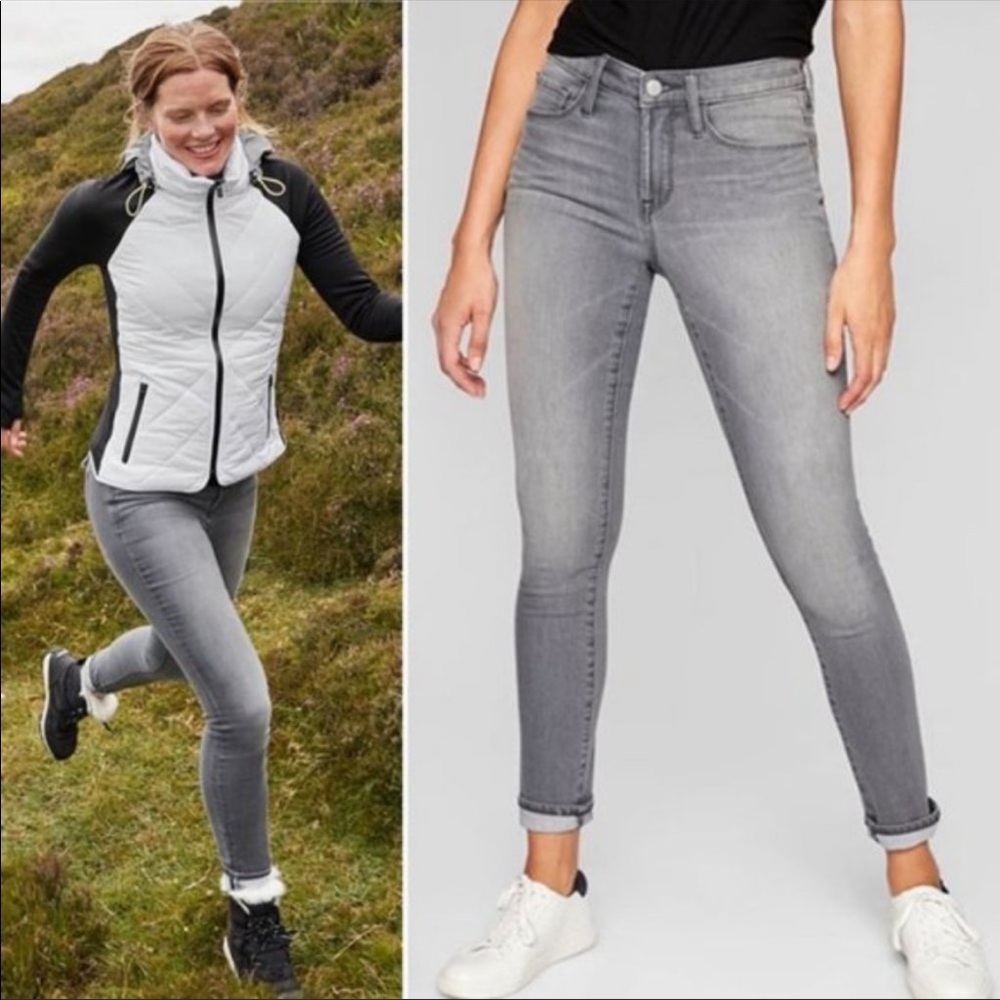 Athleta Sculptek Skinny Jean Grey Wash  Stretch Comfort Outdoor Hiking 6